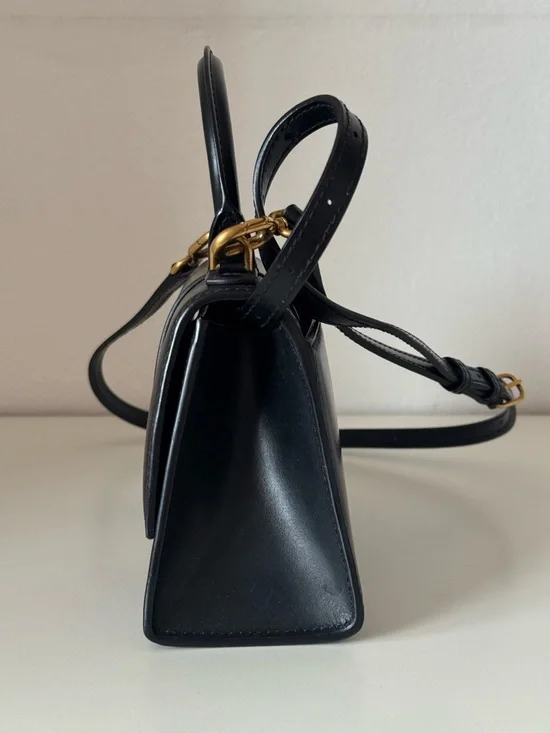 Balenciaga Black Top Handle Hourglass Satchel with Gold 'B' - Picture 5 of 8